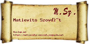 Matievits Szovát névjegykártya